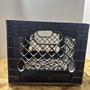 Cloverland Dairy Black Plastic Milk Crate Vintage 13"x13"x11"